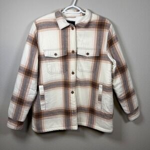 KYODAN OUTDOOR Men's Plaid Sherpa Lined Shirt Jacket Cozy Oversized Gorpcore Med